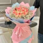 20 pcs Pink Rose with Chinese Gypsy