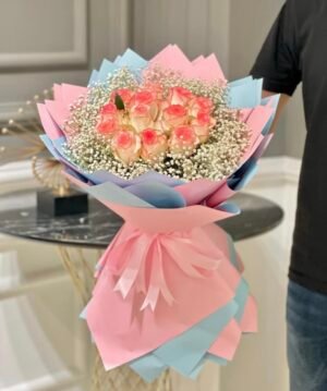 20 pcs Pink Rose with Chinese Gypsy