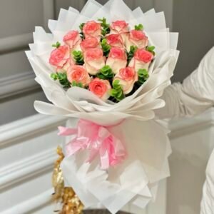 12 pcs Chinese Pink Rose Bouquet