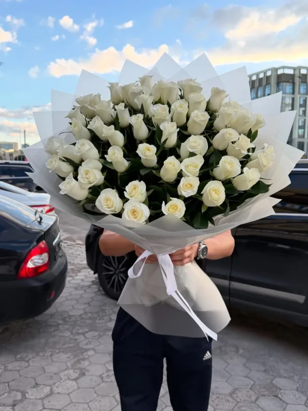 51 White Roses Bouquet