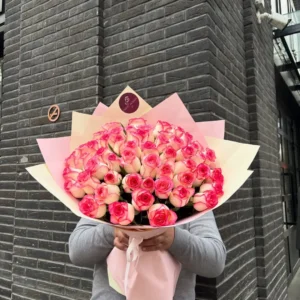 50 Imported Pink Rose Bouquet Delivery in Dhaka