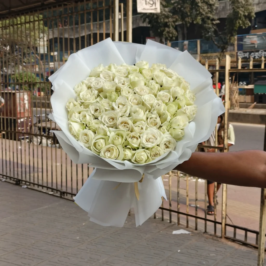 60 White Roses Premium Bouquet