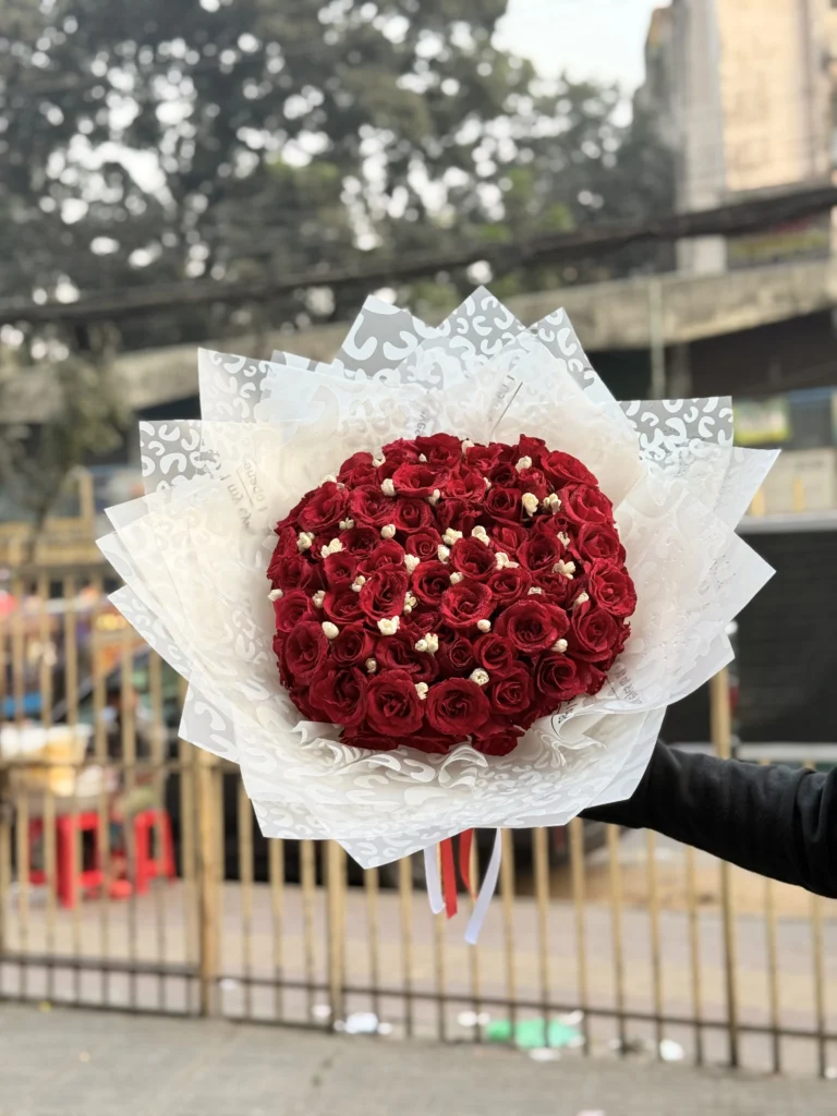 65 Red Roses Premium Heart Bouquet