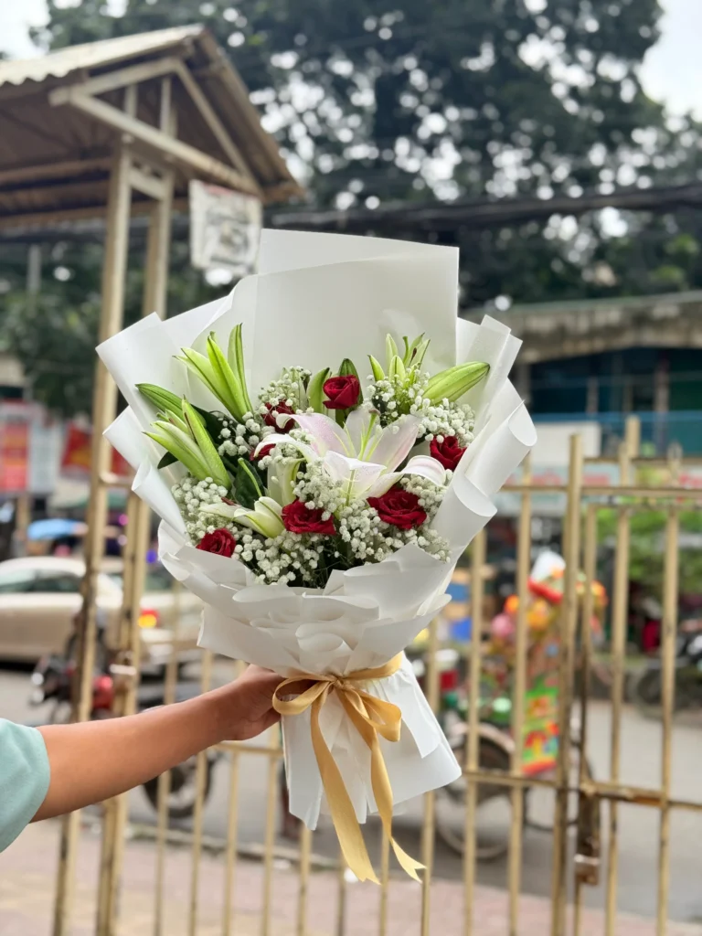 Lily & Red Rose Bouquet Delivery in Dhaka